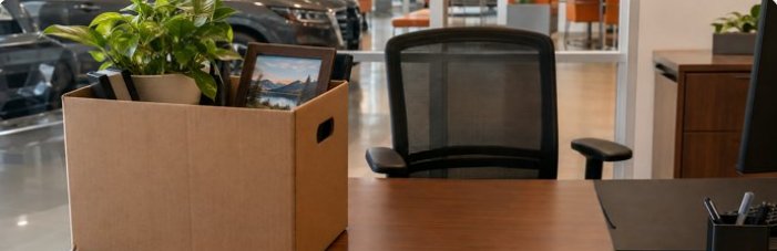 Packed box on an empty F&I desk